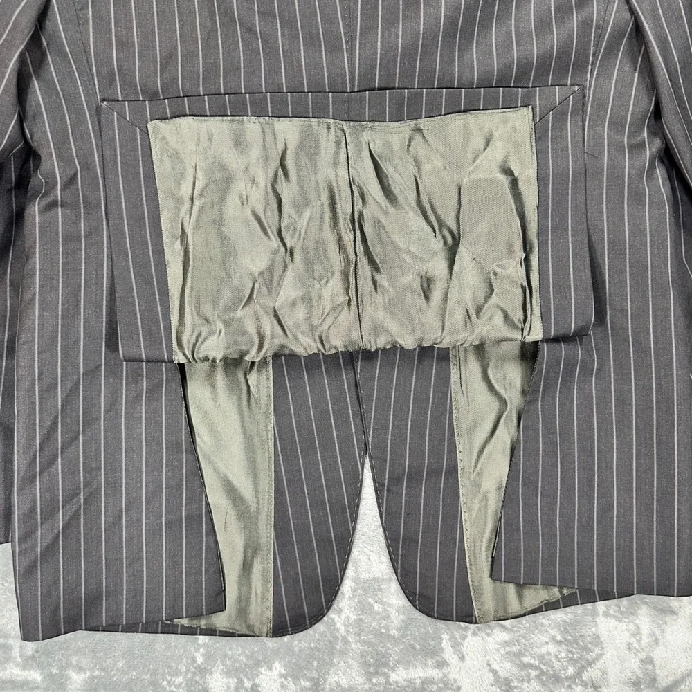 Banana Republic Mens 44R Wool Pinstripe Blazer Jacket Charcoal Grey 324008-00